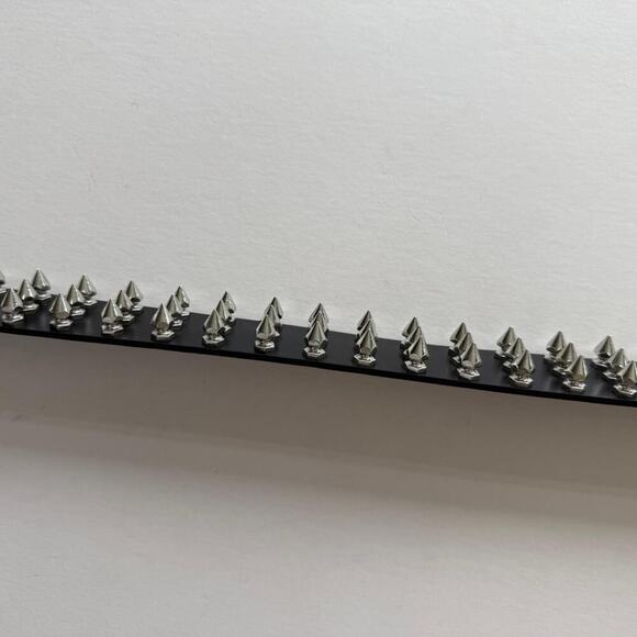 Y2K Black Leather Punk Belt with Silver Studs - Picture 5 of 8